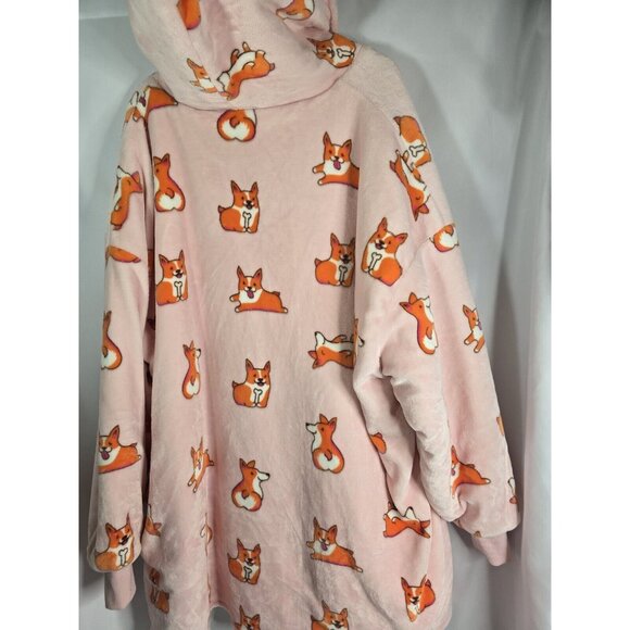 THE OODIE Adult Oversized Hoodie Blanket Fleece Sherpa Corgi Dog Print- ONE SIZE - Picture 16 of 16